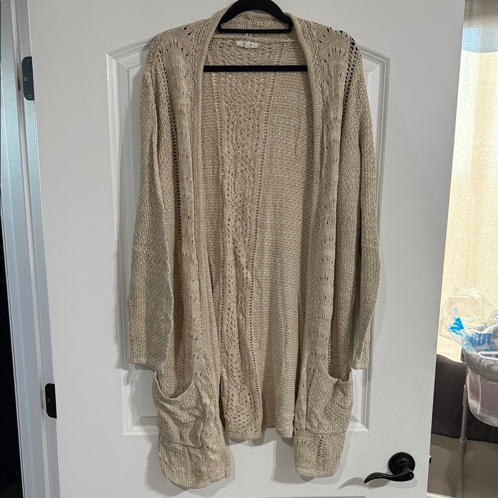 Maurices Beige Knit Open-Front Cardigan